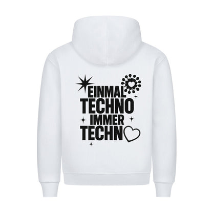 Unisex – Premium Hoodie – EINMAL TECHNO + IMMER TECHNO Print – Backprint – Minimal Vibes Berlin Techno Streetwear
