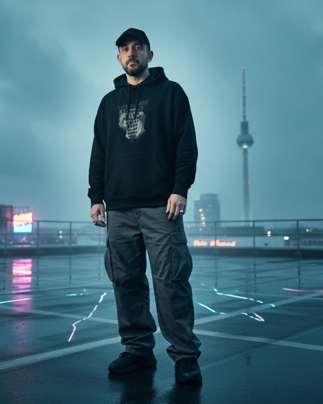 Unisex – Premium Organic Hoodie – Techno Kink Vibes Print – Frontprint