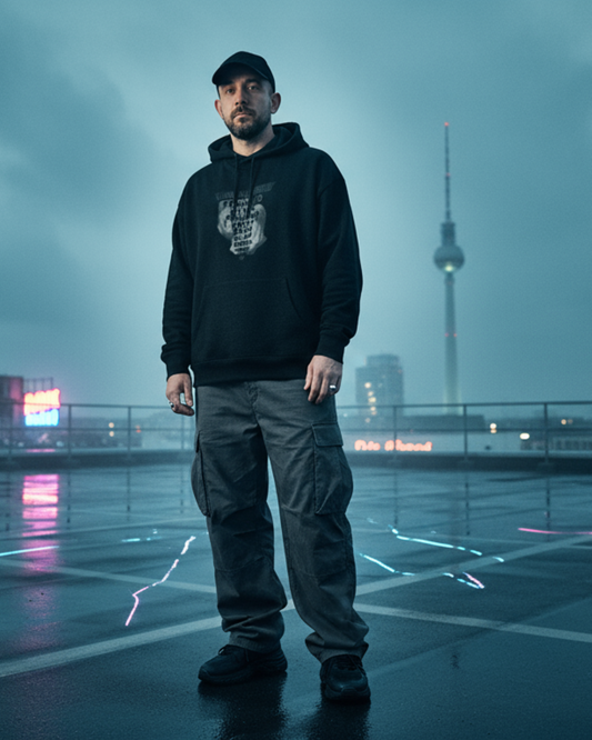 Unisex – Premium Organic Hoodie – Techno Kink Vibes Print – Frontprint