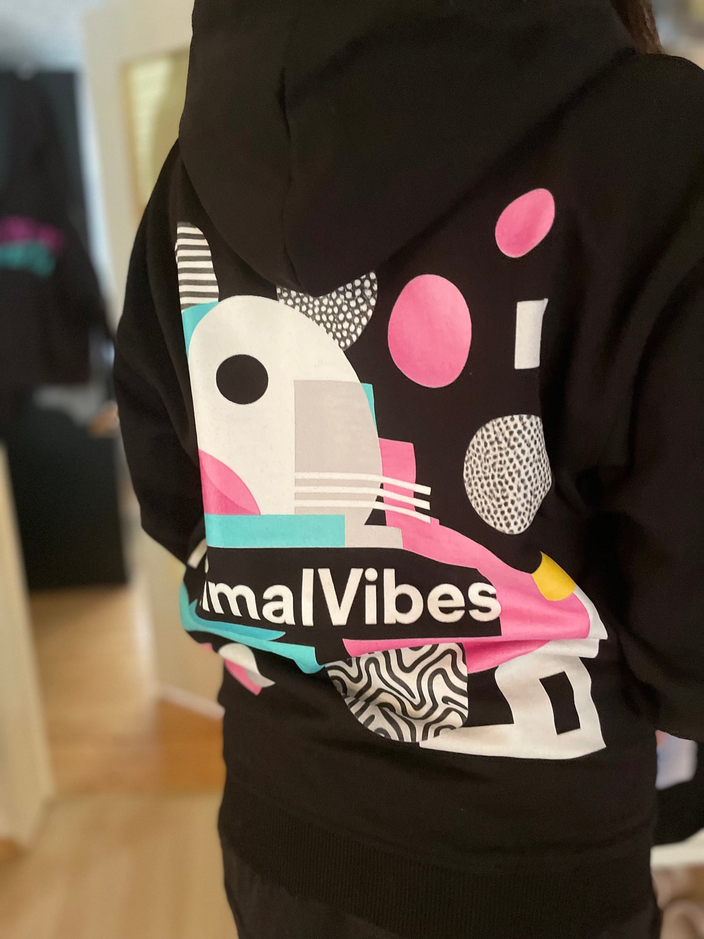 Unisex – Oversized Zipper Hoodie – Geometric Vibes Print – Backprint