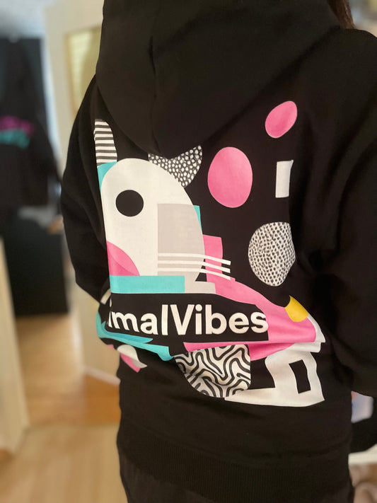 Unisex – Oversized Zipper Hoodie – Geometric Vibes Print – Backprint