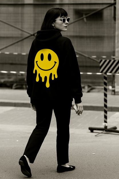 Unisex - Oversized Hoodie- Melt Smiley - Backprint