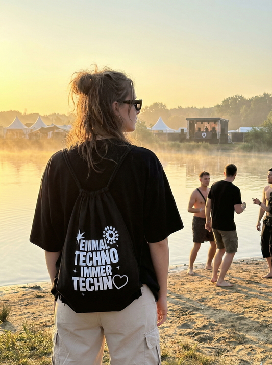 Unisex – Turnbeutel – Einmal Techno Immer Techno Statement – Frontprint