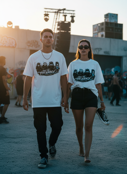 Unisex – Oversized Shirt – Feel The Frequency Graphic – Front Print – Minimal Vibes Berlin Techno Streetwear