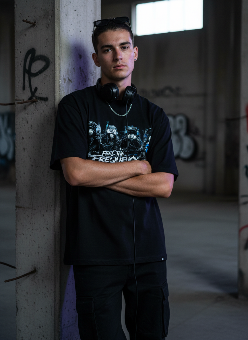 Unisex – Oversized Shirt – Feel The Frequency Graphic – Front Print