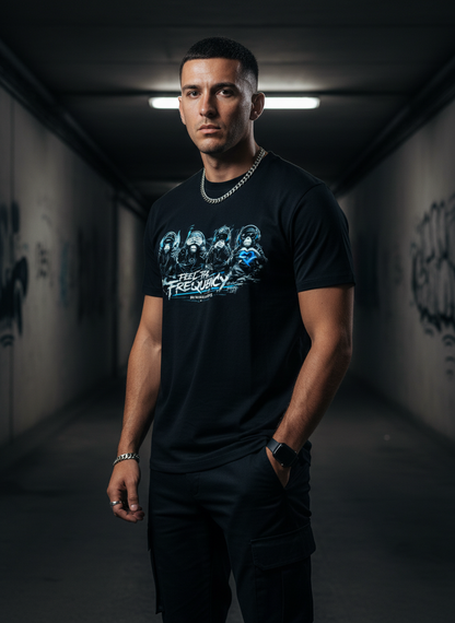 Men – Premium Shirt – Feel The Frequency Print – Front Print – Minimal Vibes Berlin Techno Streetwear
