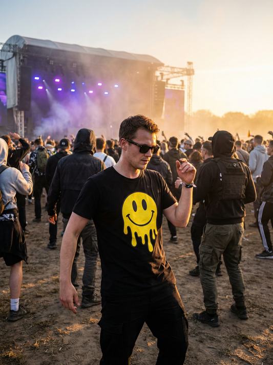 Unisex – Premium T-Shirt – Dripping Smiley Print – Frontprint