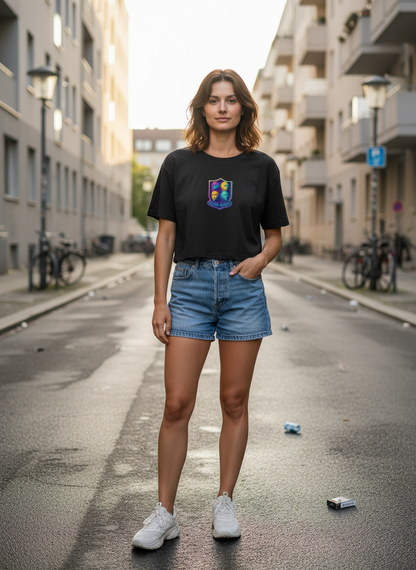 Damen – Ladies Cropped Tee – Psychedelic Acid Vibes Print – Front & Back Print