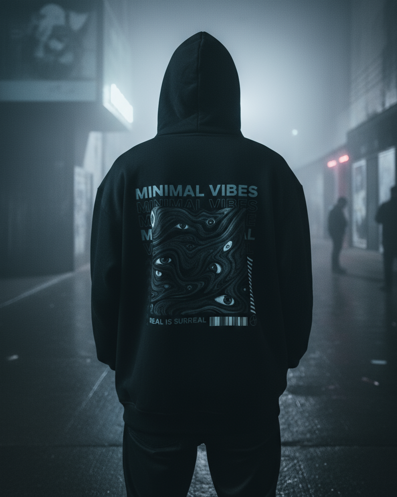 Unisex – Oversized Zipper Hoodie – Surreal Statement Print – Backprint