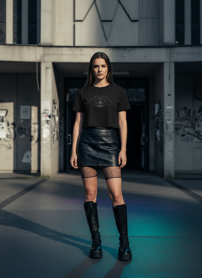 Damen – Crop Top – Hand Herz Logo Print – Frontprint