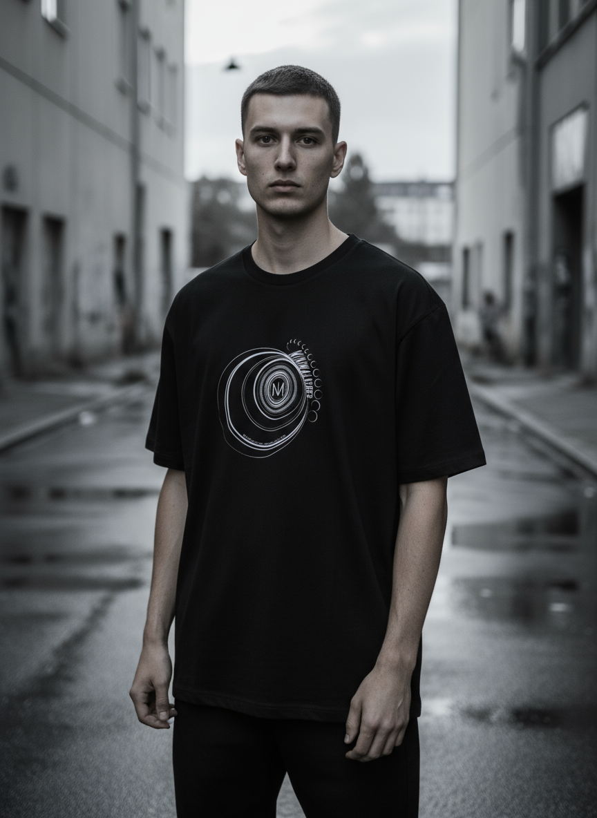 Herren – Organic Shirt – Cosmic Motion Print – Frontprint