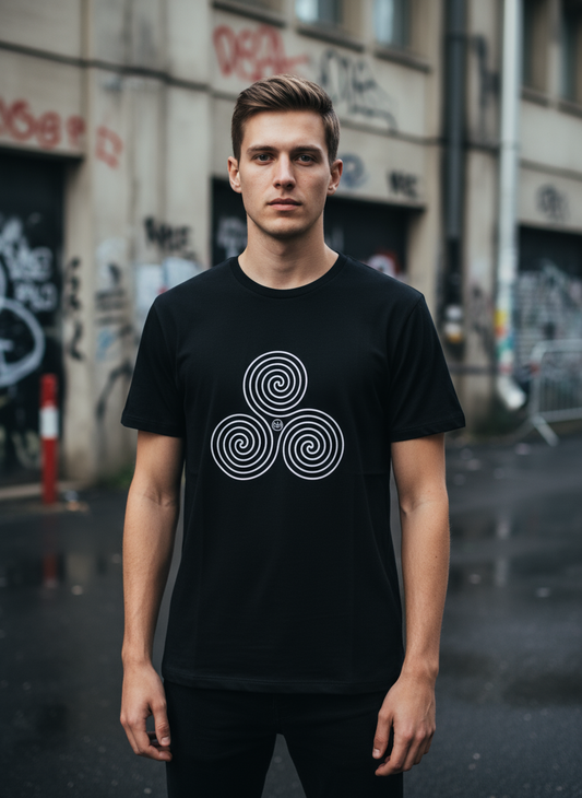 Herren – Premium Organic Shirt – Geometrisches Triskel Print – Frontprint