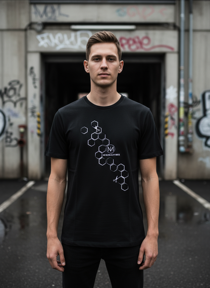 Unisex – Minimal Vibes Organic Shirt – Geometric Hexagon Print – Frontprint