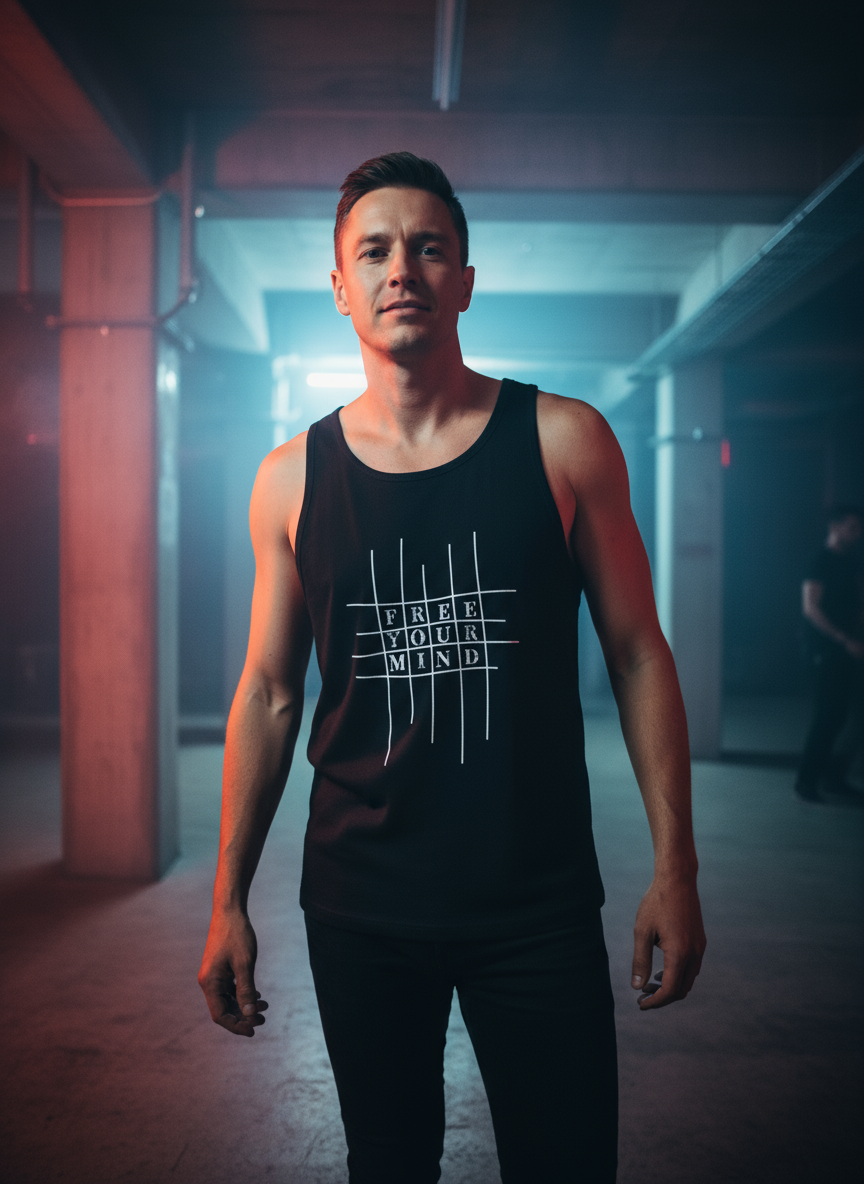 Herren – Premium Organic Tanktop – FREE YOUR MIND Print – Frontprint