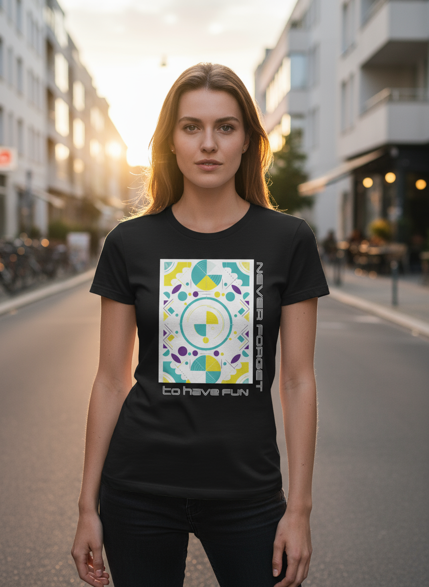 Damen – Organic Shirt – Statement & Geometric Print – Frontprint