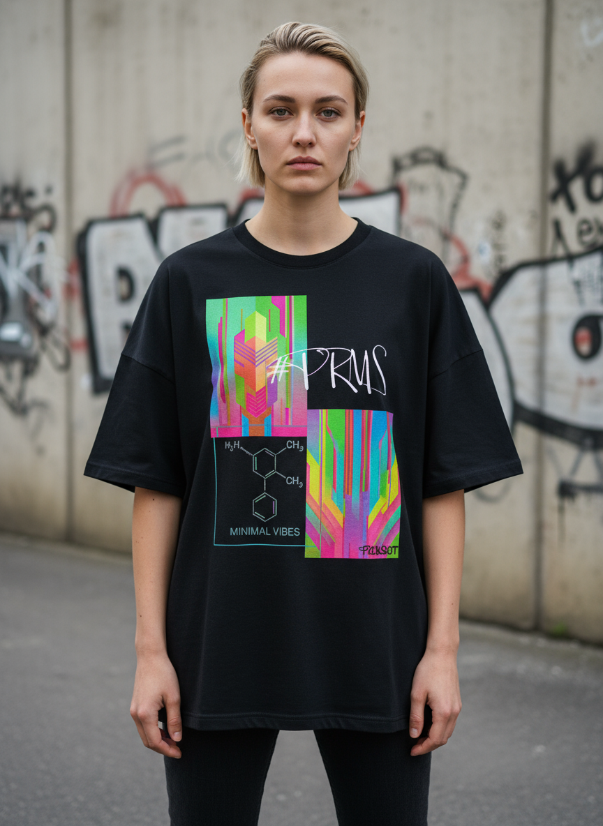 Unisex – Oversize Shirt – Colorful Collage Print – Frontprint