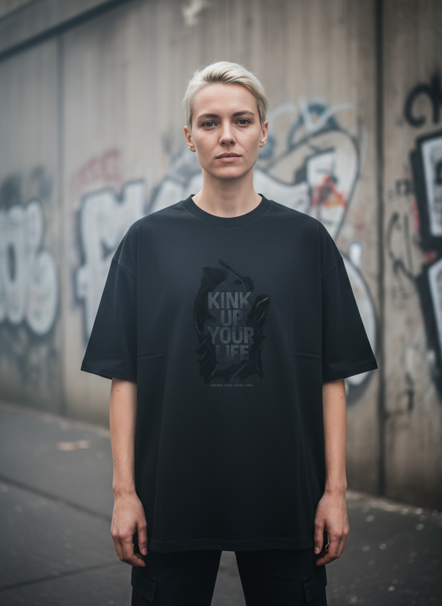 Unisex – Oversize Shirt – Kink Up Your Life Abstract Print – Frontprint