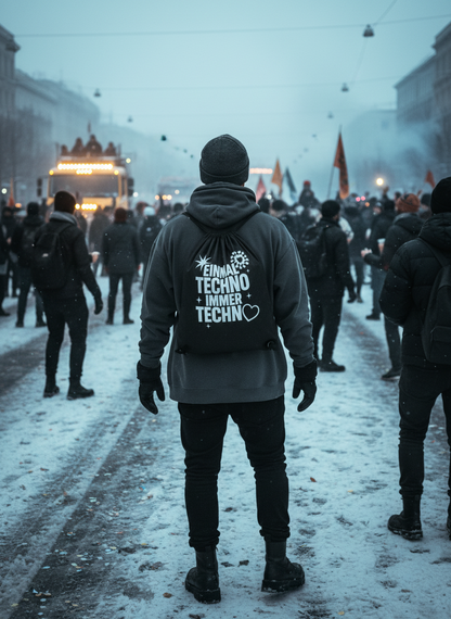 Unisex – Turnbeutel – Einmal Techno Immer Techno Statement – Frontprint – Minimal Vibes Berlin Techno Streetwear