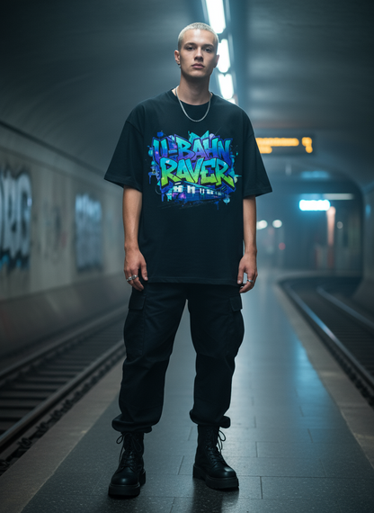 Unisex – Oversized Shirt – U-BAHN RAVER Graffiti Print – Frontprint