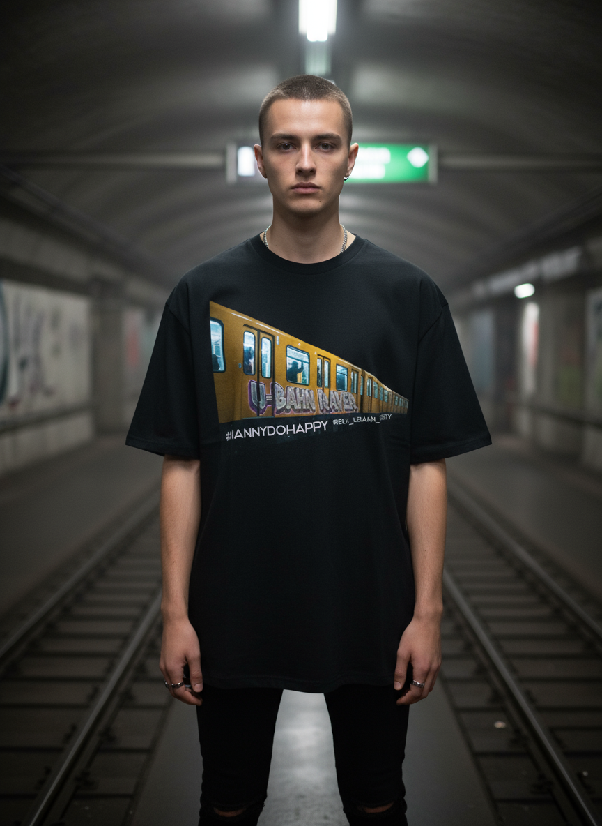 Unisex – Oversized Shirt – U-Bahn Raver & QR Code Print – Front & Back Print
