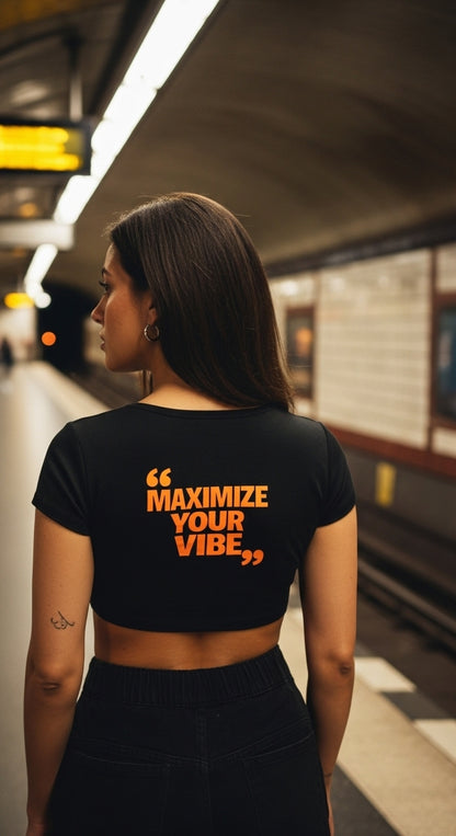 Damen – Ladies Cropped Tee – Statement Print – Front & Back Print