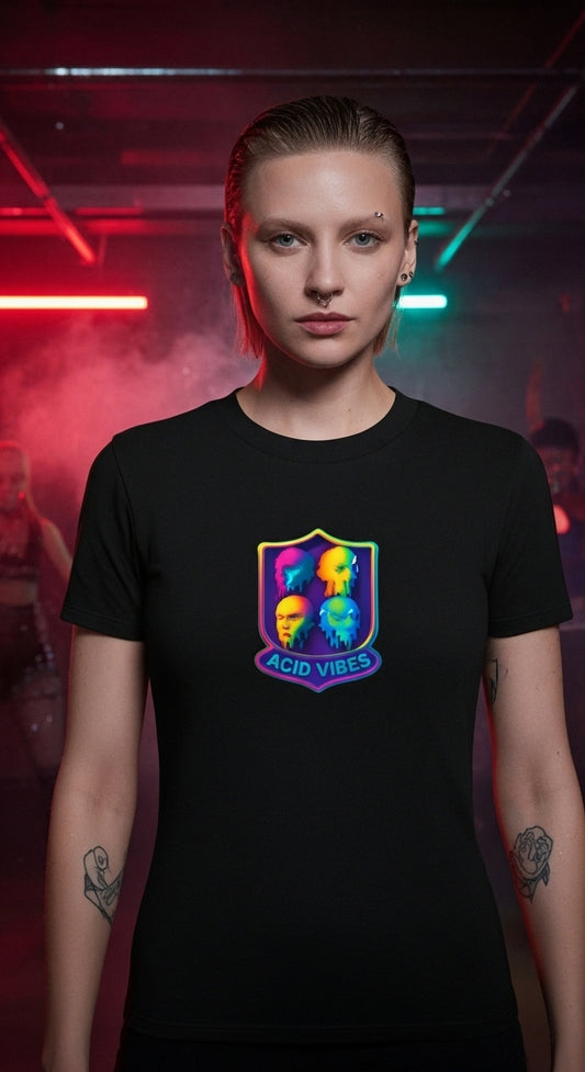 Damen – Organic Shirt – Acid Vibes Print – Front & Back Print