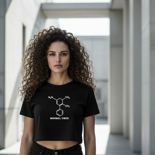 Damen – Cropped Tee – Chemical Structure Print – Frontprint