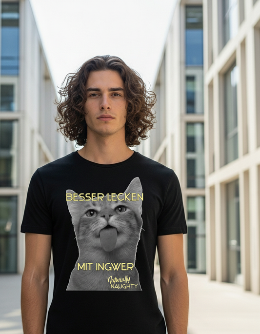 Herren – Premium Organic Shirt – Besser Lecken Mit Ingwer Print – Frontprint