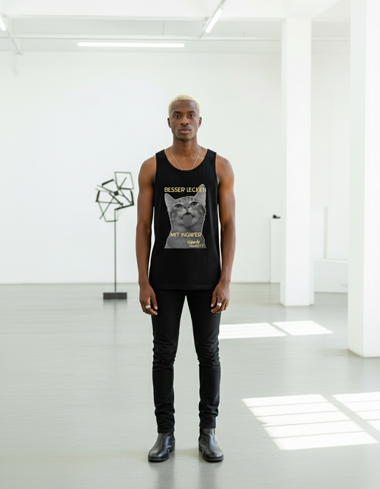 Herren – Classic Tanktop – Besser Lecken mit Ingwer Cat Print – Frontprint